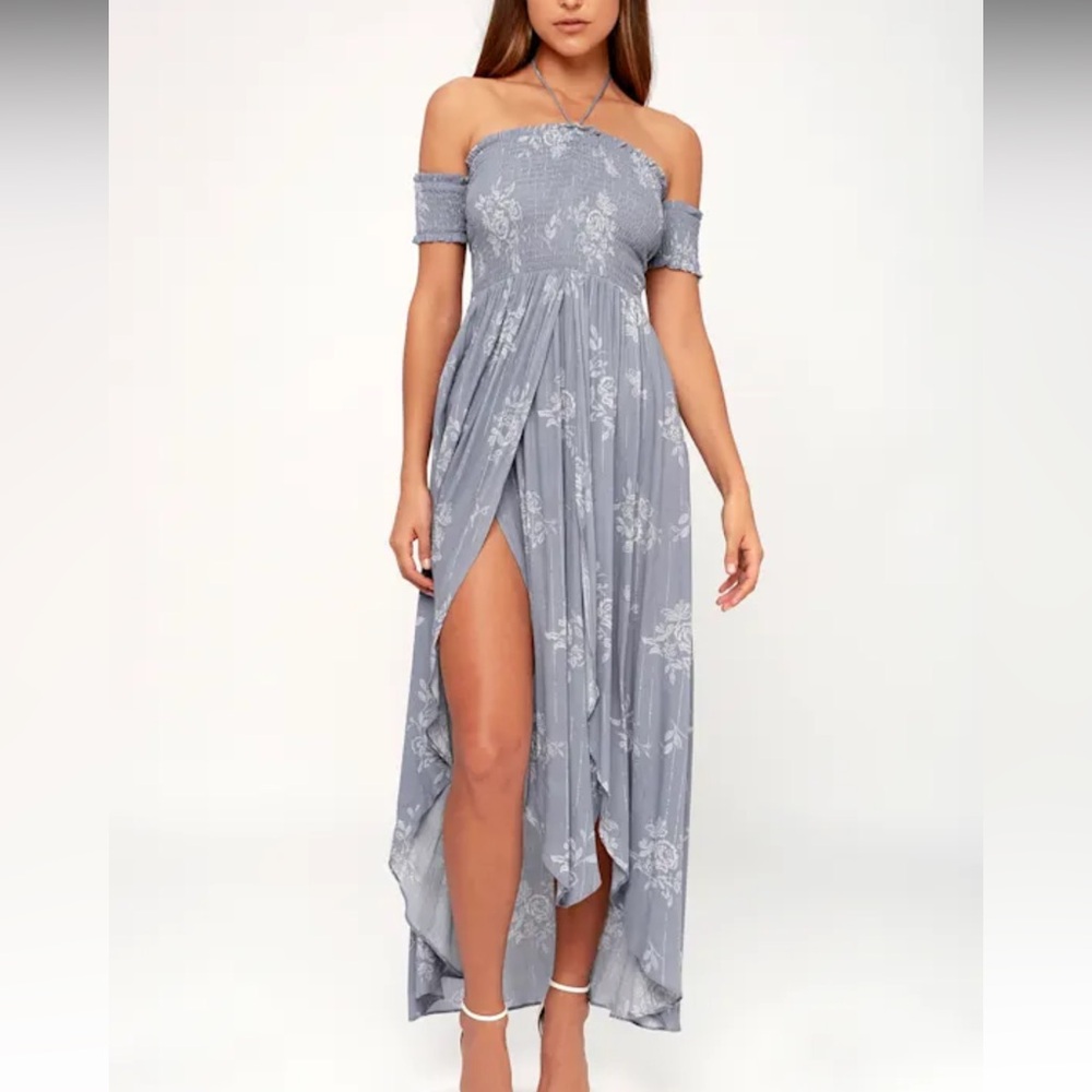 Sage the Label Floral Print Off-the-Shoulder Midi Dress